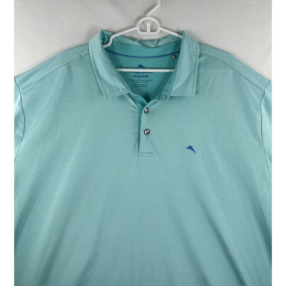 Tommy Bahama Polo Shirt Mens 3XLB Big Blue Green Performance Short Sleeve Beach